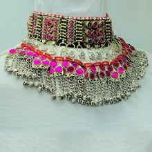 Load image into Gallery viewer, Boho Pink Glass Stone Choker Necklace With Bells