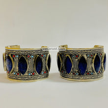 Load image into Gallery viewer, Boho Stone Handcuff With Turquoise and Coral Beads