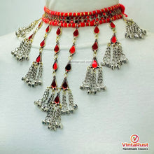 Load image into Gallery viewer, Boho Tribal Red Glass Stones Choker Necklace