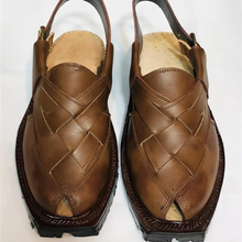 Load image into Gallery viewer, Brown Unique Style Handmade Peshawari Chappal