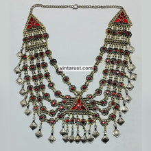 Load image into Gallery viewer, Charming Vintage Red Glass Stones Bib Necklace