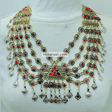Load image into Gallery viewer, Charming Vintage Red Glass Stones Bib Necklace