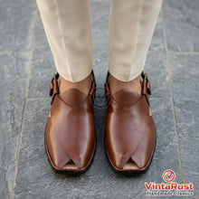 Load image into Gallery viewer, Handmade Comfortable Brown Leather Peshawari Sandals