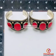 Load image into Gallery viewer, Coral Stones Handmade Adjustable Cuff Bracelet