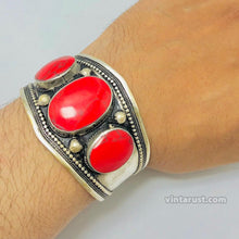 Load image into Gallery viewer, Coral Stones Handmade Adjustable Cuff Bracelet