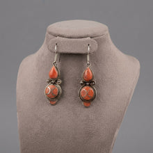 Load image into Gallery viewer, Handmade Nepalese Coral Earrings