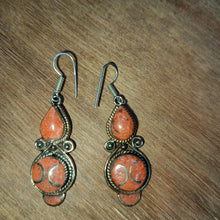Load image into Gallery viewer, Handmade Nepalese Coral Earrings