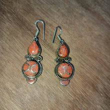 Load image into Gallery viewer, Handmade Nepalese Coral Earrings