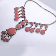 Load image into Gallery viewer, Dangling Stones Bib Necklace with Wooden Beads