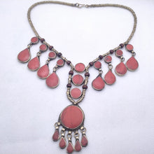 Load image into Gallery viewer, Dangling Stones Bib Necklace with Wooden Beads