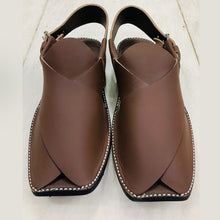 Load image into Gallery viewer, Dark Brown Handmade Leather Peshawari Chappal