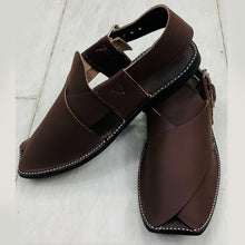 Load image into Gallery viewer, Dark Brown Handmade Leather Peshawari Chappal