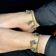 Load image into Gallery viewer, Ethnic Multicolor Pair Glass Stone Anklets