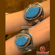 Load image into Gallery viewer, Ethnic Turquoise Stone Adjustable Handcuff Bracelet