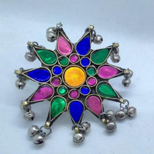 Load image into Gallery viewer, Glass Stone Ring With Dangling Silver Bells