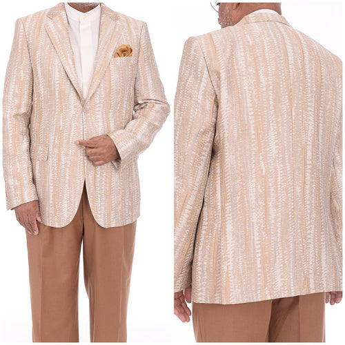 Steven Land Classic Fit Gold Textured Two Button Dinner Blazer Jacket