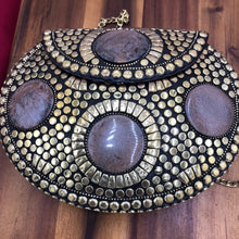 Load image into Gallery viewer, Golden Cross Body Bag with Mosaic Work