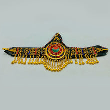 Load image into Gallery viewer, Golden Matha Patti With Multicolor Glass Stones