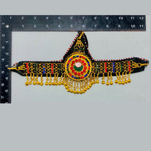 Load image into Gallery viewer, Golden Matha Patti With Multicolor Glass Stones