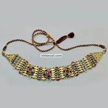 Load image into Gallery viewer, Golden Metal Collar Choker Necklace With Multicolor Stones