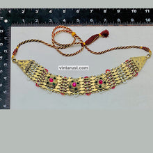 Load image into Gallery viewer, Golden Metal Collar Choker Necklace With Multicolor Stones