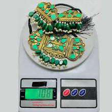 Load image into Gallery viewer, Green Amulet Choker Necklace With Earrings