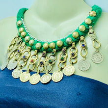 Load image into Gallery viewer, Green Vintage Coins Choker Necklace