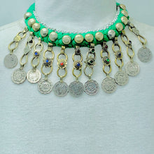 Load image into Gallery viewer, Green Vintage Coins Choker Necklace