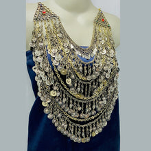 Load image into Gallery viewer, Silver Kuchi Bib Necklace With Dangling Tassels