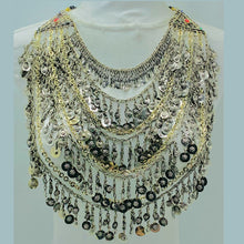 Load image into Gallery viewer, Silver Kuchi Bib Necklace With Dangling Tassels