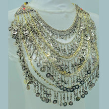 Load image into Gallery viewer, Silver Kuchi Bib Necklace With Dangling Tassels
