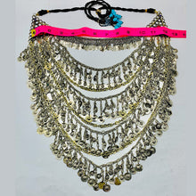 Load image into Gallery viewer, Silver Kuchi Bib Necklace With Dangling Tassels