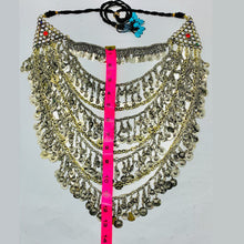 Load image into Gallery viewer, Silver Kuchi Bib Necklace With Dangling Tassels