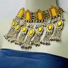 Load image into Gallery viewer, Gypsy Style Yellow Stones Statement Choker Necklace