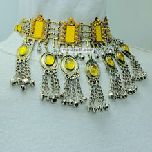 Load image into Gallery viewer, Gypsy Style Yellow Stones Statement Choker Necklace