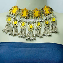 Load image into Gallery viewer, Gypsy Style Yellow Stones Statement Choker Necklace