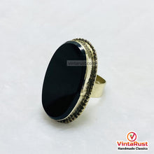Load image into Gallery viewer, Handcrafted Black Gemstone Statement Silver Ring