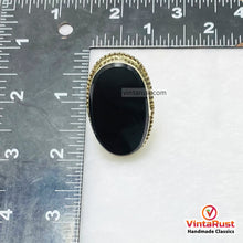 Load image into Gallery viewer, Handcrafted Black Gemstone Statement Silver Ring