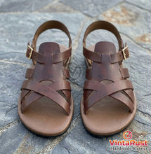 Load image into Gallery viewer, Handcrafted Brown Leather Gladiator Sandals
