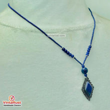 Load image into Gallery viewer, Handcrafted Lapis Lazuli Diamond Pendant Necklace