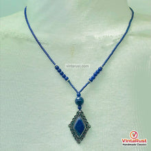 Load image into Gallery viewer, Handcrafted Lapis Lazuli Diamond Pendant Necklace