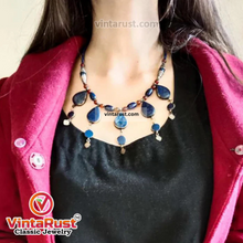 Load image into Gallery viewer, Stylish Lapis Lazuli Stone Necklace with Beaded Chain
