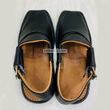 Load image into Gallery viewer, Handmade Black Textured Peshawari Chappal