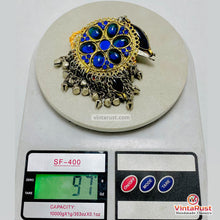 Load image into Gallery viewer, Handmade Blue Glass Stone Tassel Statement Necklace