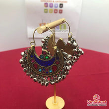 Load image into Gallery viewer, Blue Kuchi Bali Earrings With Small Silver Bells