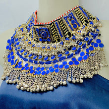 Load image into Gallery viewer, Handmade Blue Kuchi Ethnic Choker Necklace