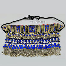 Load image into Gallery viewer, Handmade Blue Kuchi Ethnic Choker Necklace