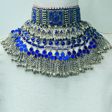 Load image into Gallery viewer, Handmade Blue Kuchi Ethnic Choker Necklace