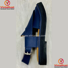 Load image into Gallery viewer, Handmade Blue Leather Peshawari Men's Chappal