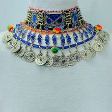 Load image into Gallery viewer, Blue Stones Afghan Handmade Choker Necklace